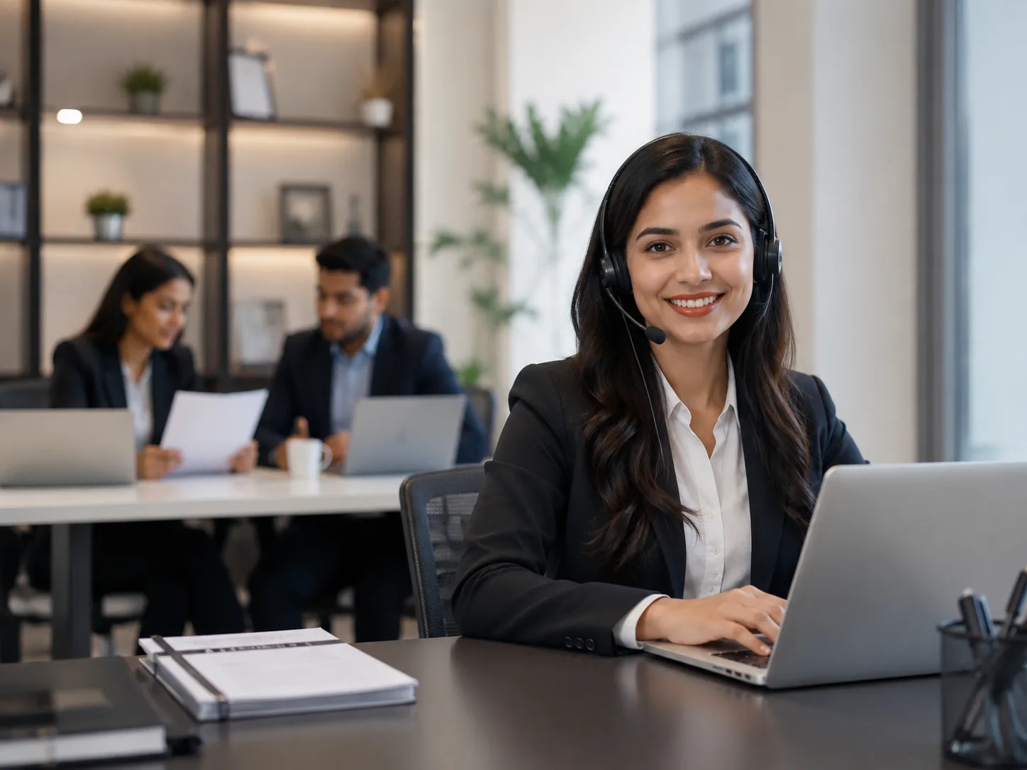 Professional support team helping clients with insurance consultation